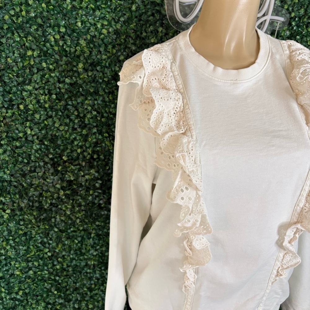 Boden Cream Ruffle Sweatshirt - Picture 2 of 7